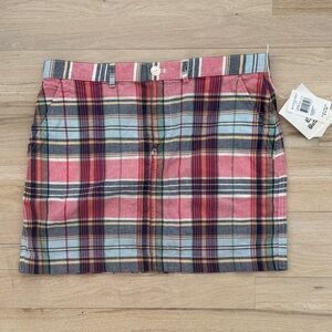 NWT Ralph Lauren Madras Mini Skirt, Red/Blue/Green, 4